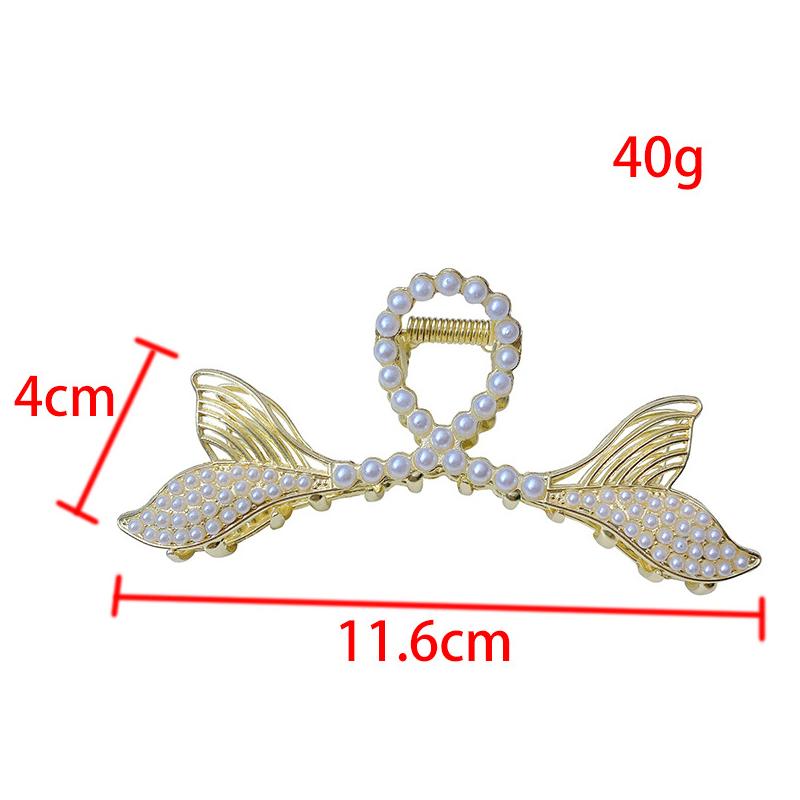 2 Pieces of Pearl Double Fishtail Grip Clip Shark Clip Large Hair Accessories