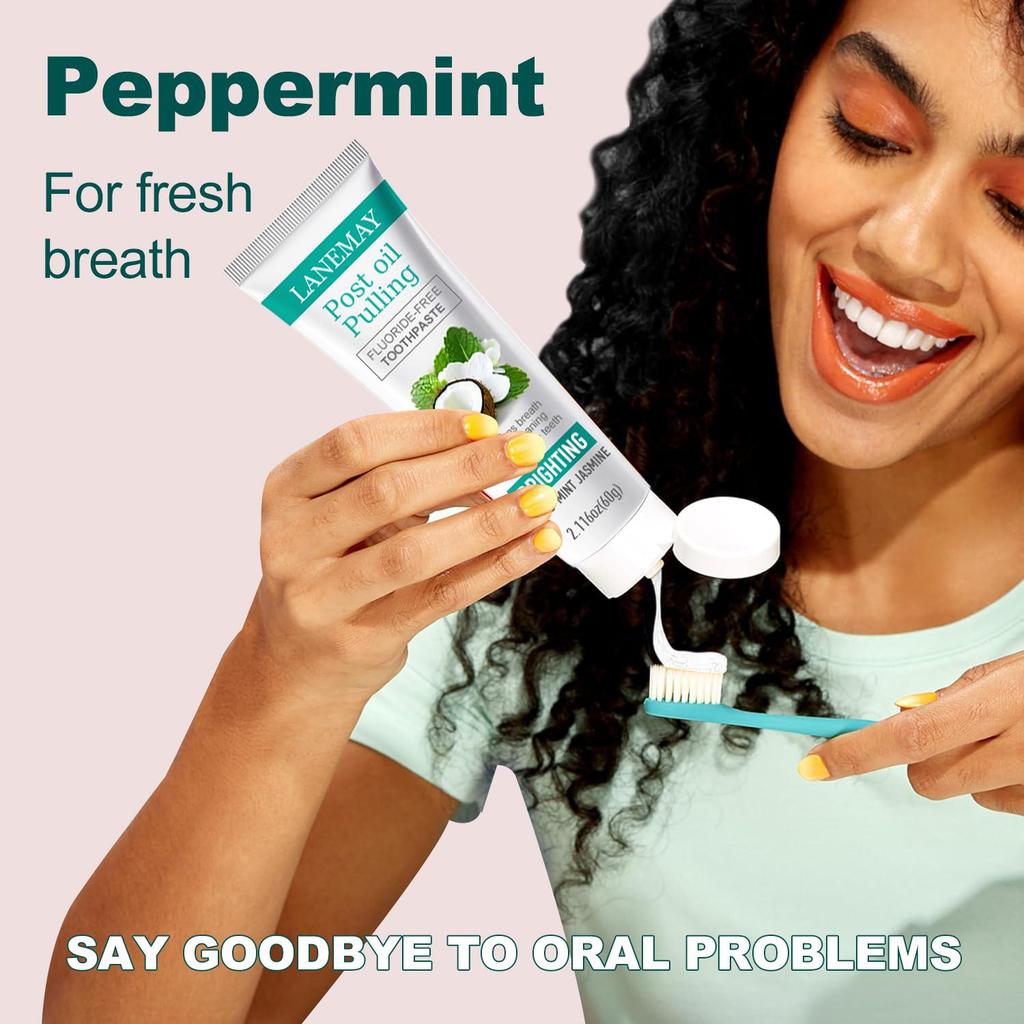Coconut Mint Jasmine Toothpaste with Hydroxyapatite - Deep Clean Teeth and Keep Breath Fresh, Remove Teeth Surface Stains By Brush,60g