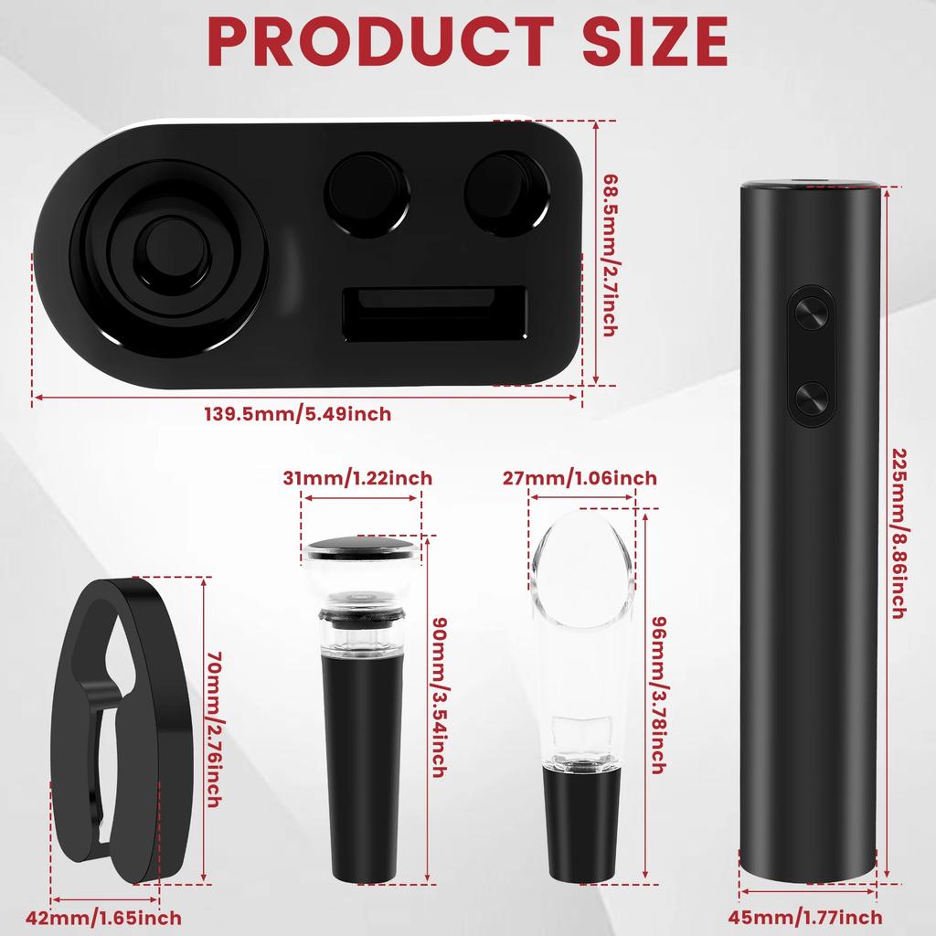 Electric Wine Bottle Opener with Stand Foil Cutter Bottle Pourer Vacuum Stopper Automatic Wine Opener Household Party Bar Gadget