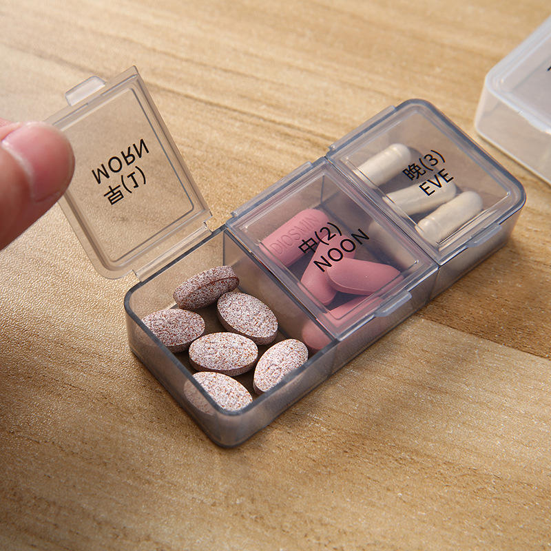 Portable Pill Box Cases Organizer Travel 3 Grid Medicine Box For Morning Middle And Evening Medication Tablets Mini Storage Box