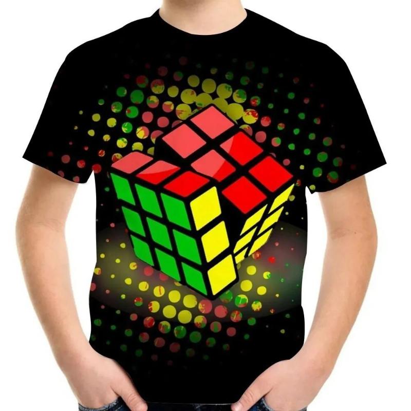 Jigsaw Cube 3d Stampa T-shirt Moda Cubo di Rubik Modello Maglietta Estate Ragazzi Ragazze Tee Tops Streetwear Tops Abbigliamento per bambini