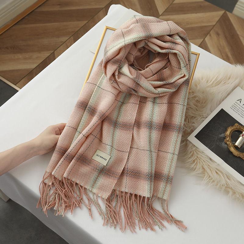 Korean Style Plaid Scarf Women's New Autumn and Winter Imitation Cashmere Fashion British Versatile Warm Student Couple Scarf Shawl