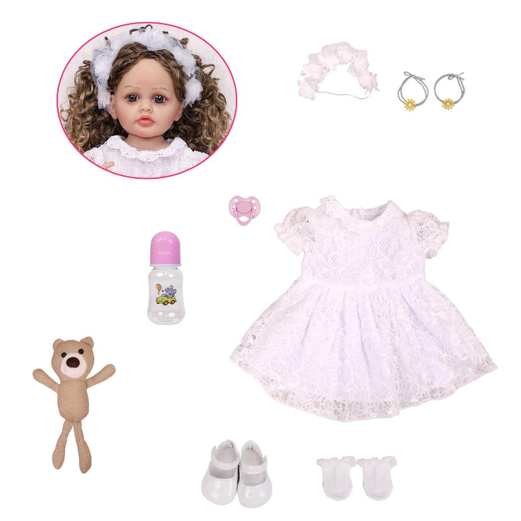 KEIUMI Boneca Reborn de 22 Polegadas Silicone Vinil Integral Pele Realista Aparência de Princesa Menina Recém-nascida Brinquedo Presente de Aniversário para Crianças