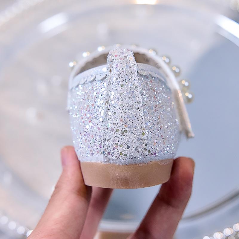 Girls' Autumn 2025 Sequin Closed-Toe Flats: Soft-Soled Princess Shoes for Performances & Formal Dresses