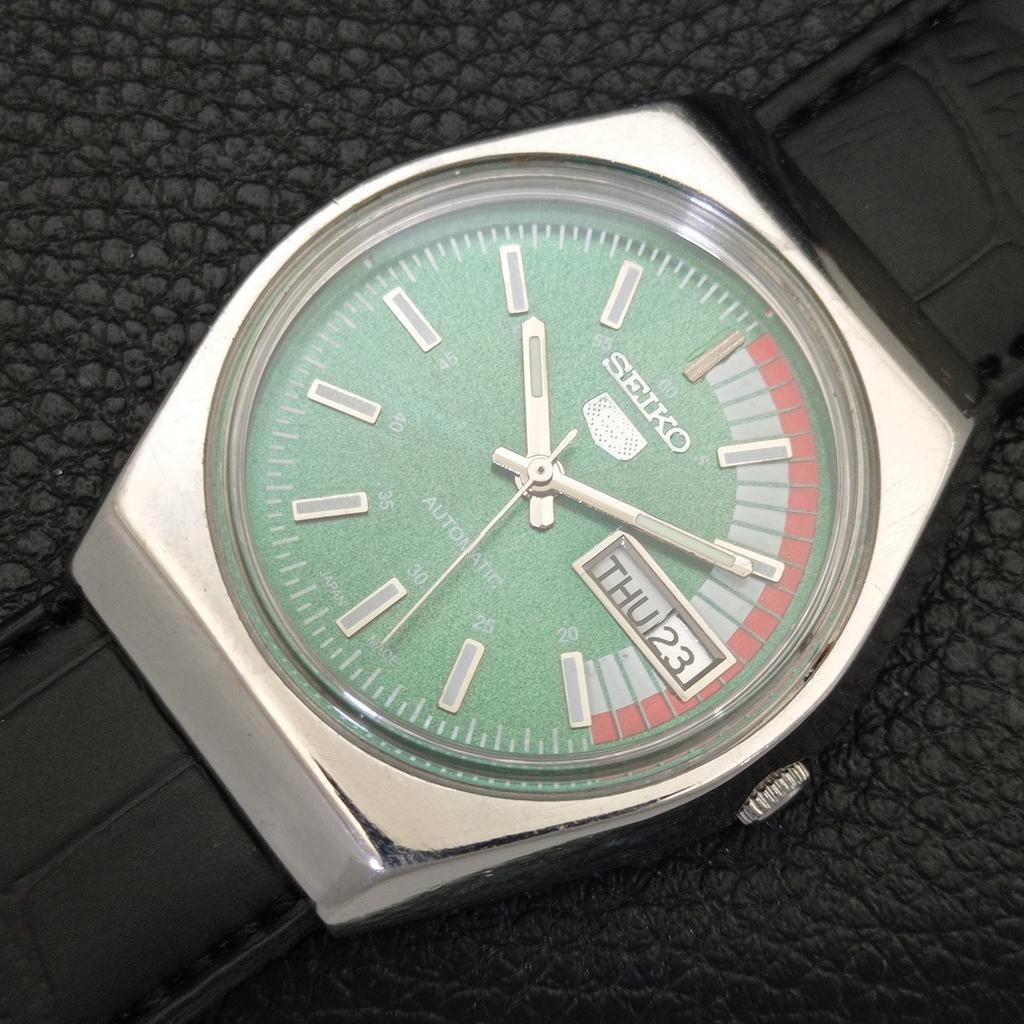 AUTOMATIC 6309A VINTAGE SEIKO 5 JAPAN MENS GREEN COLOR DIAL WATCH a701901-5 R207-a701901