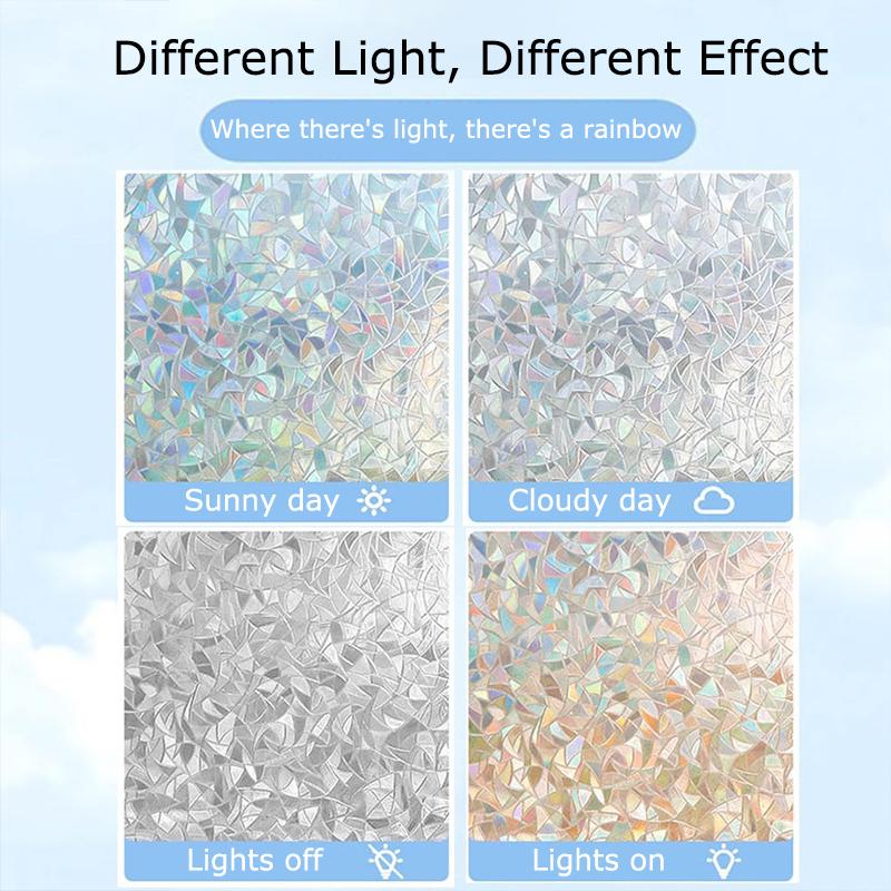 1PC PVC Aesthetic Natural Fit Showcase Moisture-proof Balcony Glass Waterproof Bedroom Window Sticker Bathroom Long-lasting