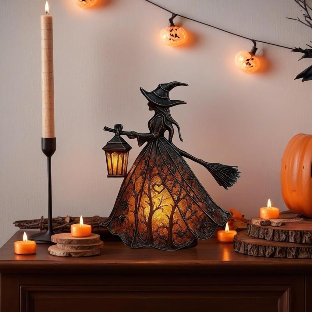 Witch Lamp Halloween Decorative Accessory Witch Table Lamp