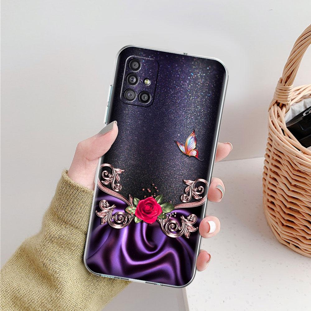 

Модний чохол для Samsung Galaxy A51 A71 A21s A31 A12 A52 A41 M31 M30s Soft Silicone Clear Phone Capa Fashion Flower Galaxy A71