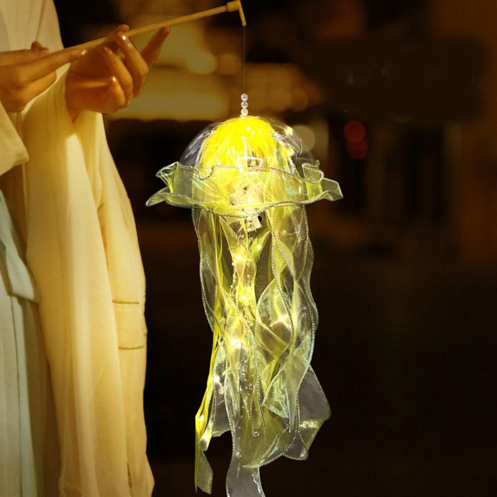 

Colorful Colorful Jellyfish Lantern Funny Ocean Animals Portable Jellyfish Lamp Wedding Yellow-No rabbit