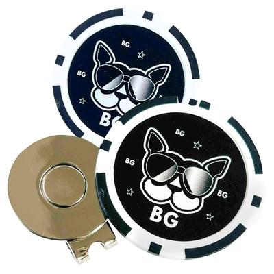Magic Golf Marker Set 2 Pieces Includes Magnet Hat Clip Coin-shaped 40mm Line Design French Bulldog.