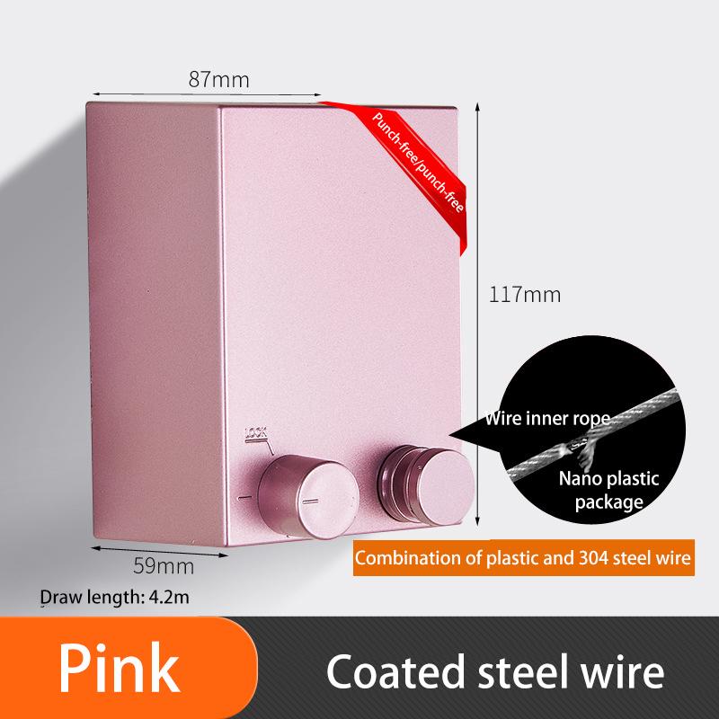 Punch-Free Retractable Clothesline Hotel Wall Hanging Clothes Drying Rack Indoor Steel Wire Invisible Organiser Laundry Hanger