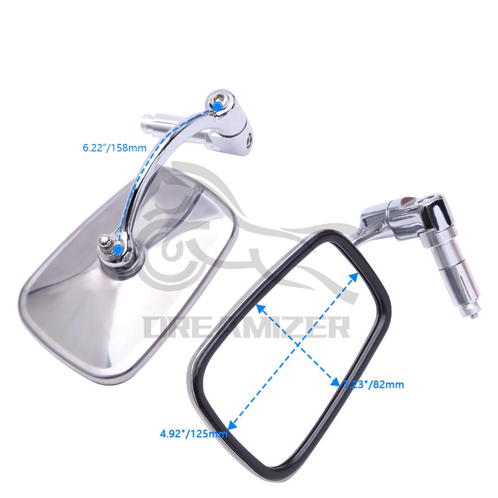 Espelhos retrovisores universais para motocicleta, 7/8 polegadas, cromados, para harley, honda, kasasaki, triumph