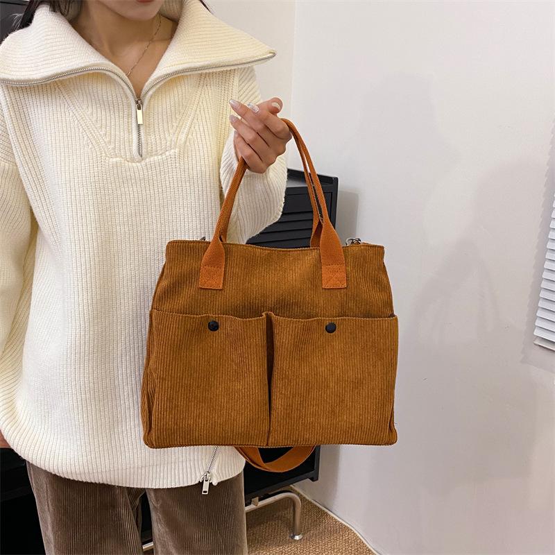 Neue Cord-Umhängetasche im Retro-Stil für Damen, schlicht, lässig, Messenger, Studenten, Unterricht, Pendeln, Trend