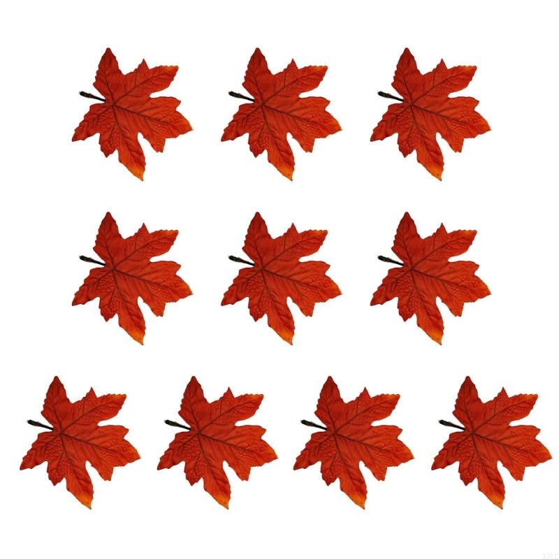 10PCS Bright Fabric Maple Cutouts Fall Party Decoration Supplies X3UC