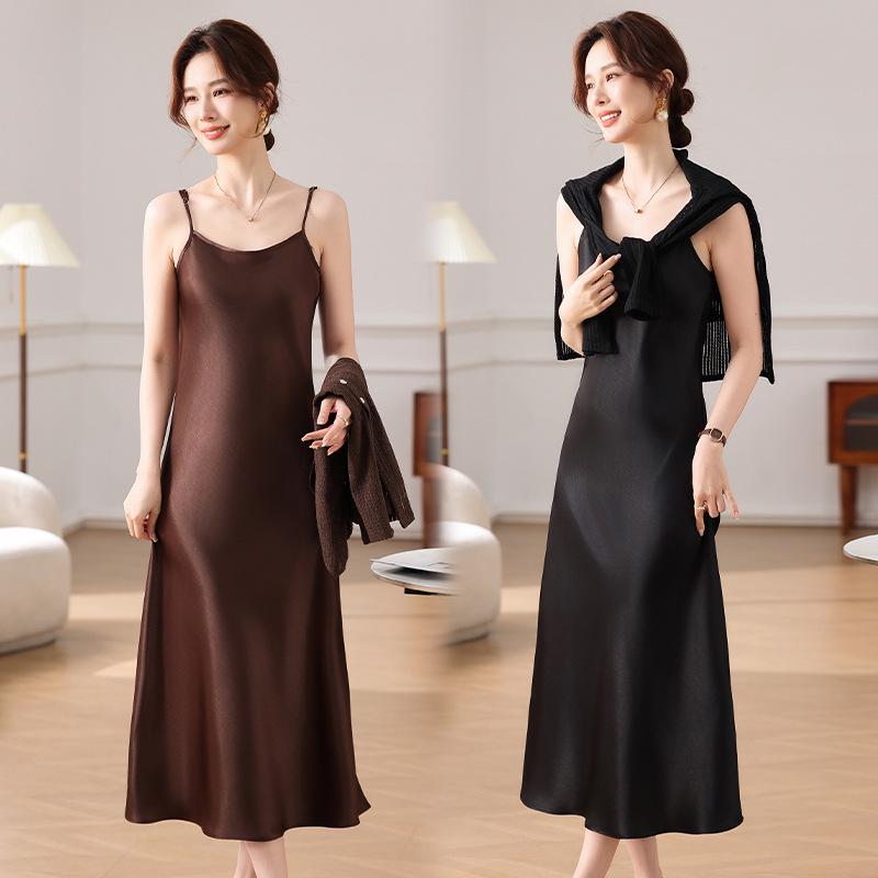 Elegant Spring/Summer Two-Piece Camisole Dress & Cover-Up for Middle-Aged Women