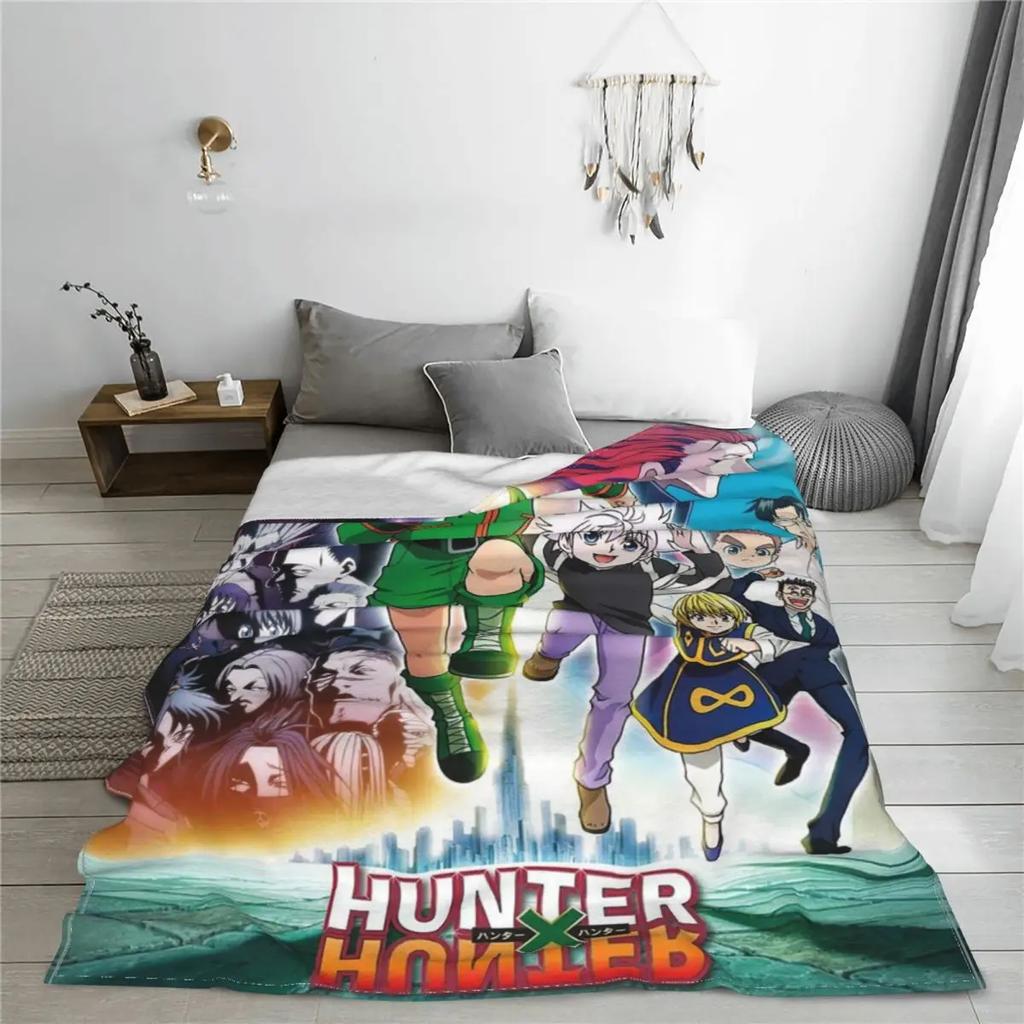 Killua Zoldyck Kurapika Freecss Gon Morow Hisoka Blankets Hunter X Hunter Anime Throw Blanket for Bed Sofa Couch Rug Piece