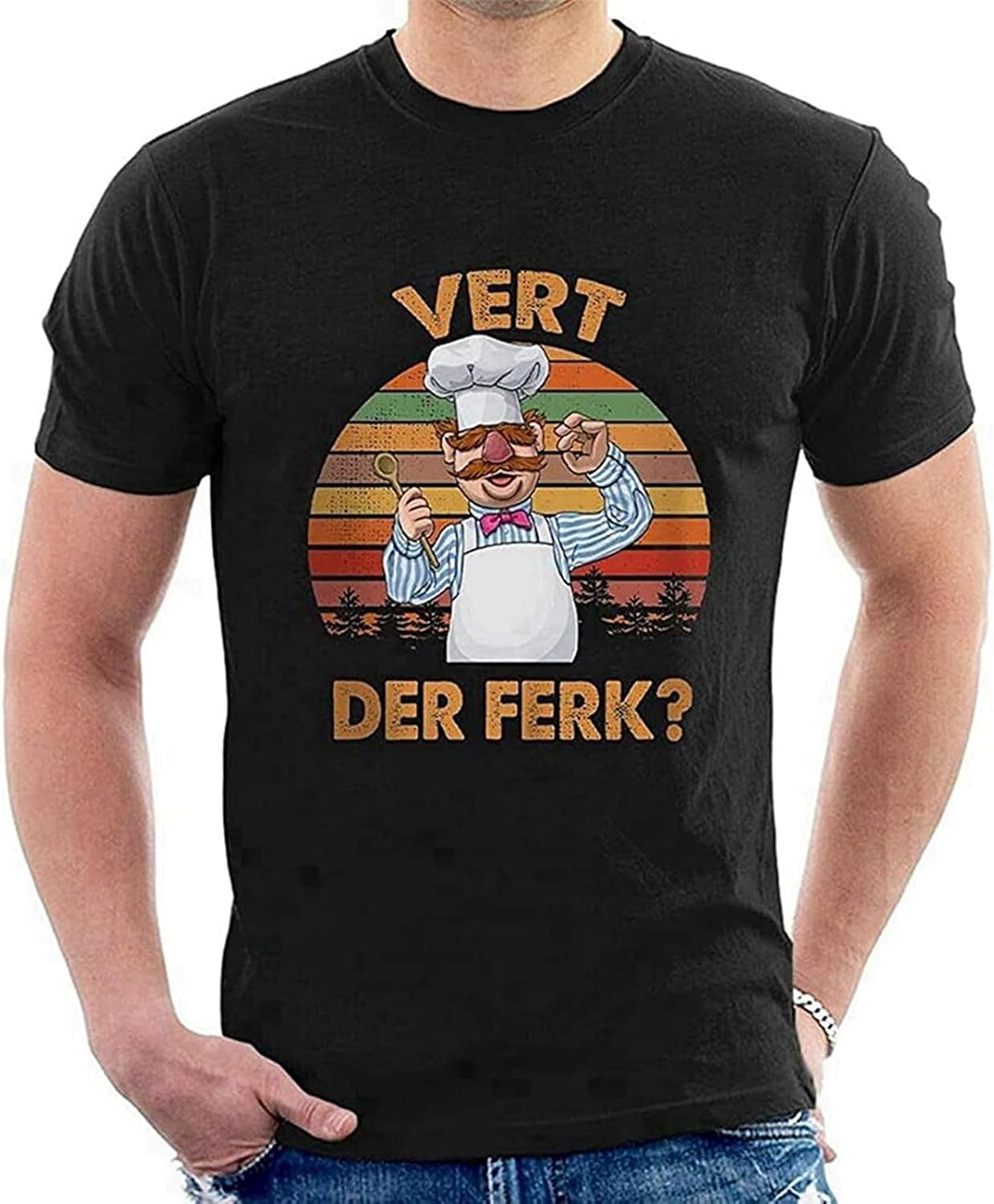 Vert Der Ferk? Men s Men T Shirt Swedish Chef The Muppets Show Adults Black L чёрный