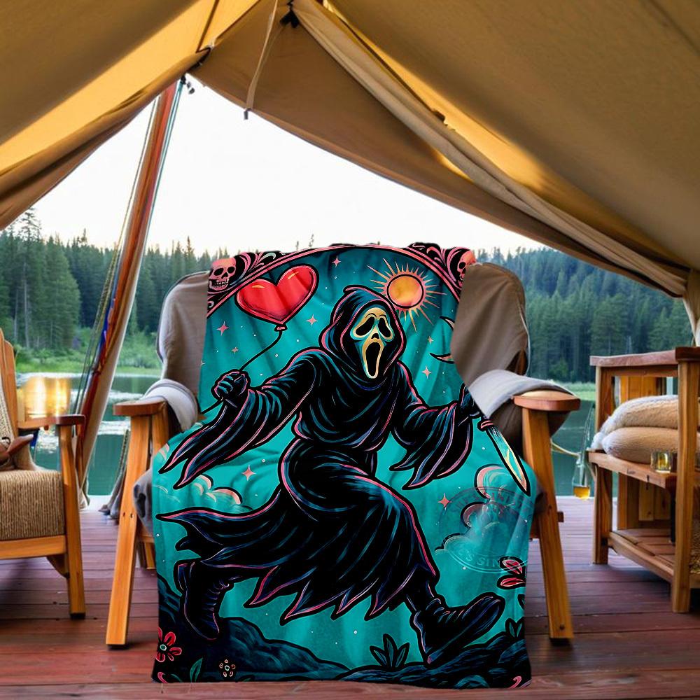 

1pc Scream Outdoor Blanket Lightweight Flannel, Soft & Warm, All Season Use for Sofa, Outdoor, Camping, Living Room, Office, Chair 80x120cm