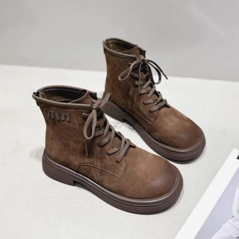 Fashion Women Suede Ankle Platform Snow Boots Fashion Mid Heels Casual Sneakers Shoes Winter 2025 Trend Retro Sport Lace Up Botas Mujer