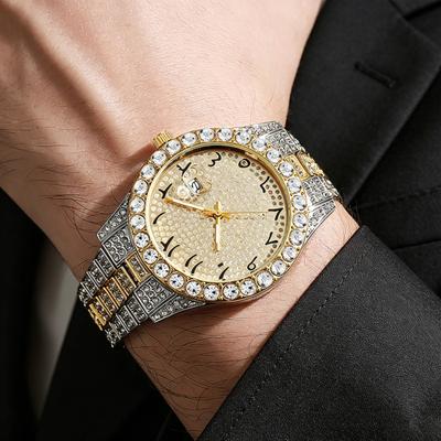Unisex Bracelet Watch Quartz Analog Watch with Date Display Sparkling Rhinestone Dial Wristwatch for Daily Office Party Use
