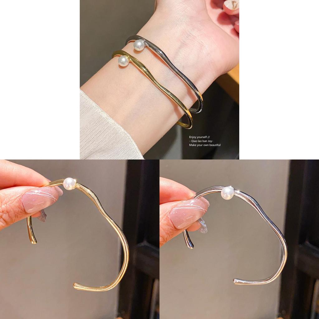 Pearl Bangle Bracelet With Gold Plating For Elegant Office And Casual Wear