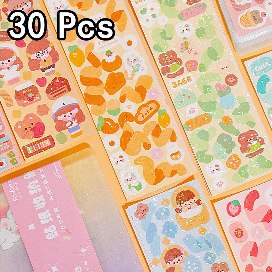 10-100Pcs Kawaii Handbook Stickers Cartoon Collage Laser Sticker DIY Decorative Scrapbooking journals Stationery School Supplies