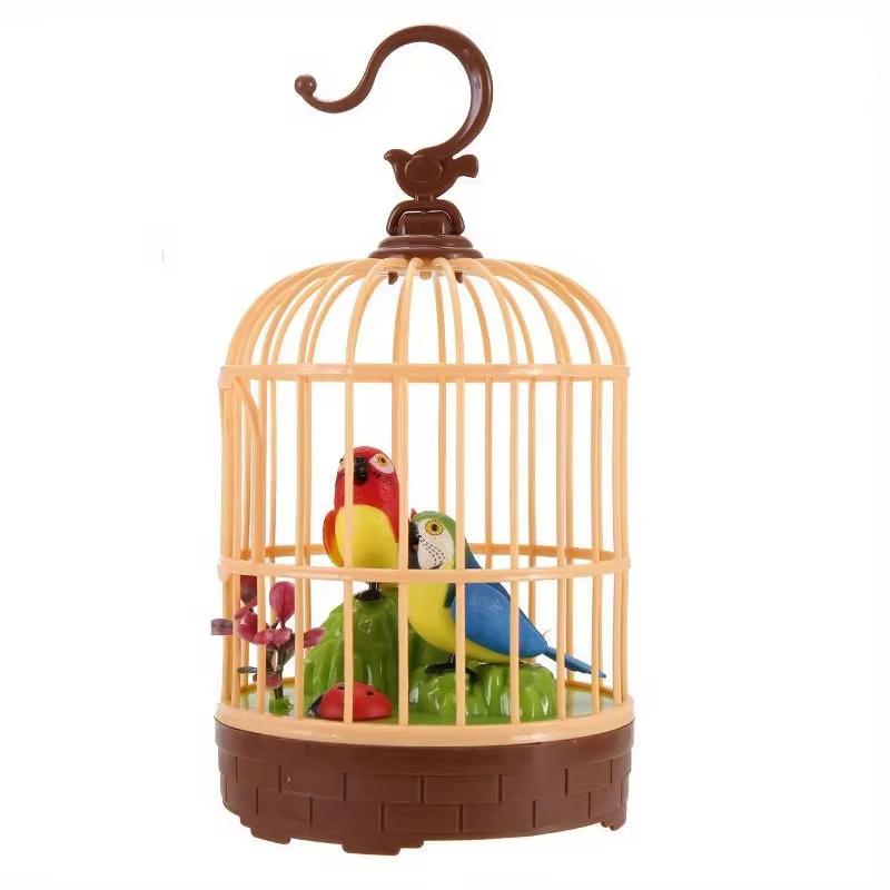 Singing Bird in a Cage Toy Voice-Activated Induction Birdcage with Talking Chirping Parrot Realistic Animal Gift Lifelike Sound