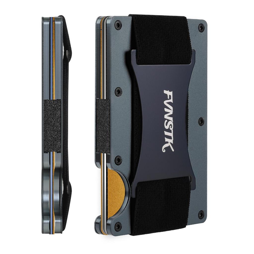 Brieftasche – Kreditkartenetui mit Blockierung der Vordertasche – Metall-Geldbörse mit Geldscheinklammer