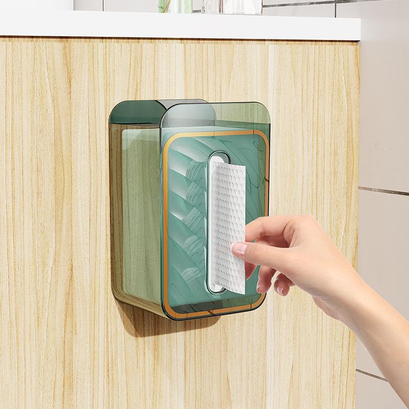 Tissue Box Wall-mounted Facial Towel Storage Box ToiletBathroom and Kitchen Non-perforated Upside-down Tissue Box