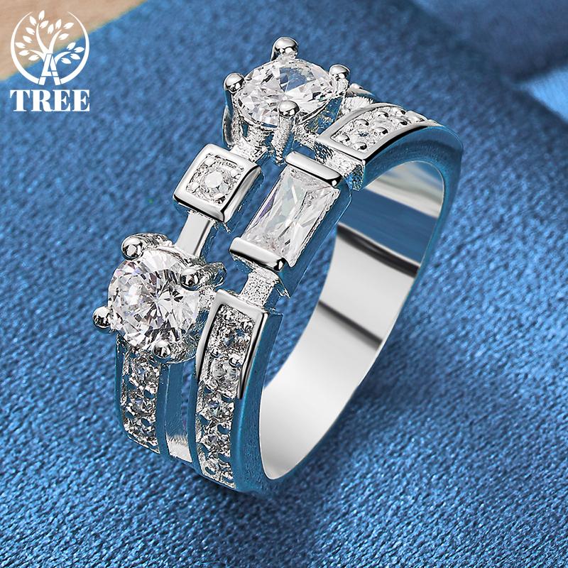 Bijuterii inel rotund pătrat AAA cu zirconiu din argint 925