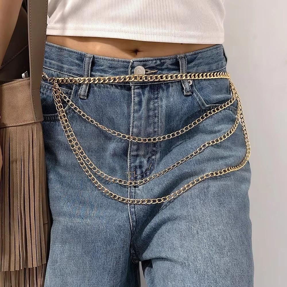 Multi layer Tassle Waist Chain Vintage Hip Hop Waist Chain Trendy Jeans Chain Belt  for Women