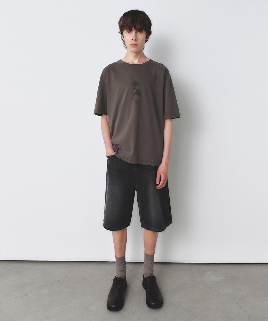 INSILENCE Faded Graphic T-Shirt Brown