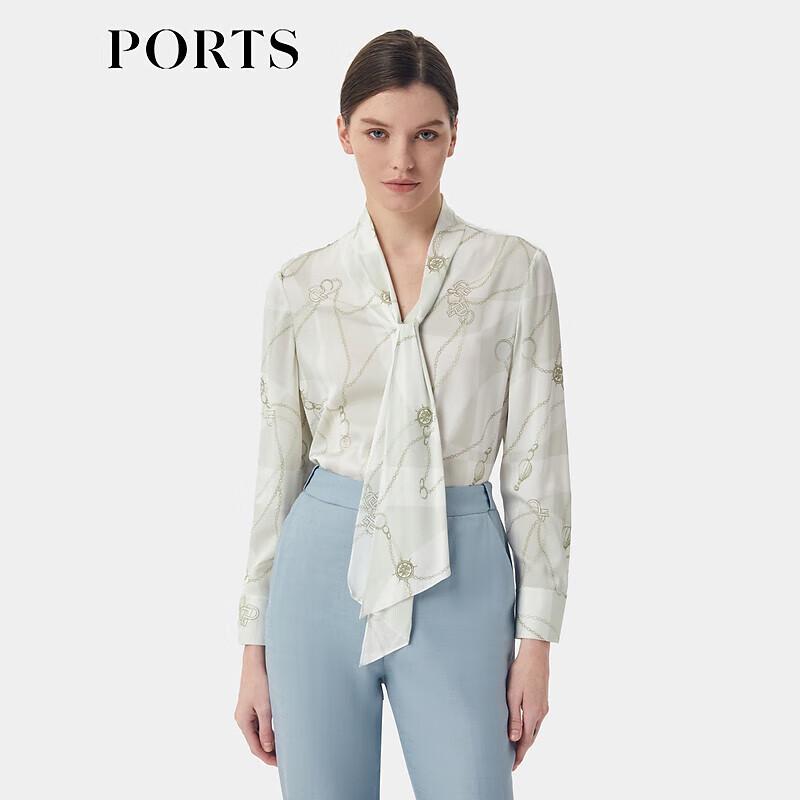 Ports Early Spring Printed Scarf-Neck Blouse