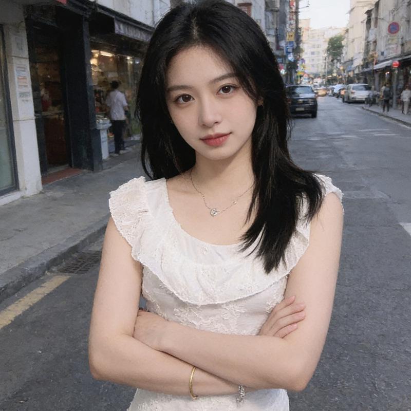 Women's Summer Lace Ruffle Dress - French Retro Style with Waist-Cinching Slim Fit