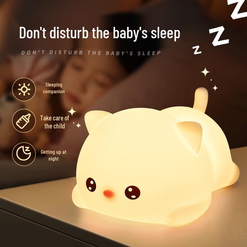 Silicone Cat Night Light: Rechargeable Bedside Lamp for a Cozy Atmosphere