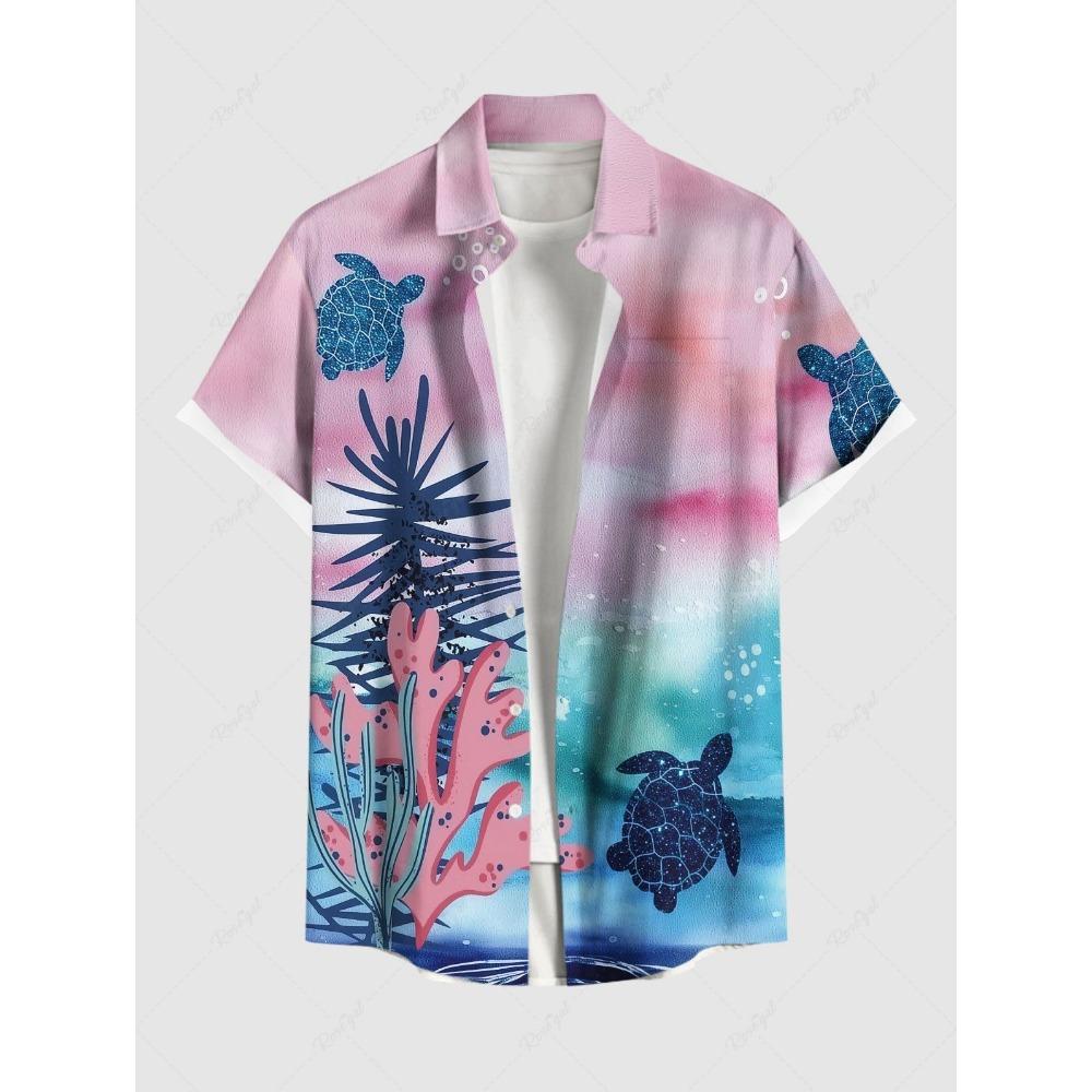 Men's Plus Size Summer Casual Shirt 3D Printed Hawaiian Shirt Beach Vacation Button Short Sleeved Shirt Men's Casual