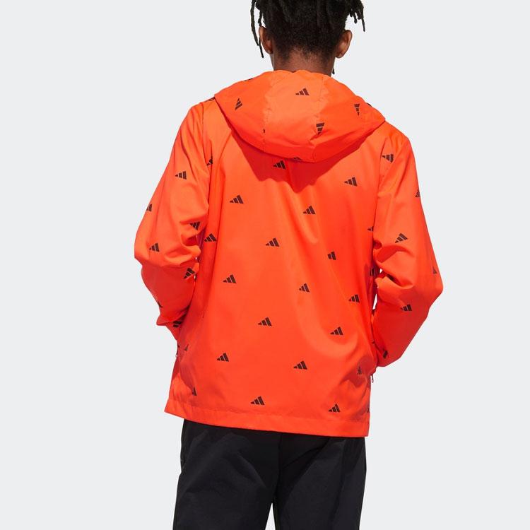 Adidas Windproof Training Sports Casual Jacket Men Outerwear Red Fluorescent FM9421