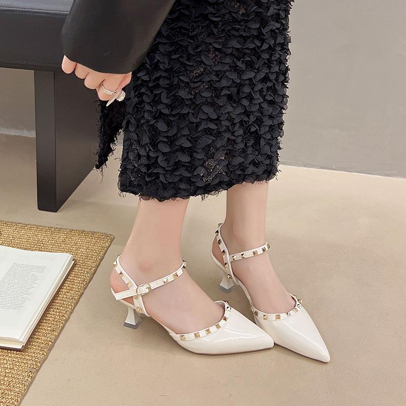 Women's Fashion Sexy 2025 New Pointed Rivet Decorated High Heels Dress Dating Wedding Banquet Party Stiletto High Heels