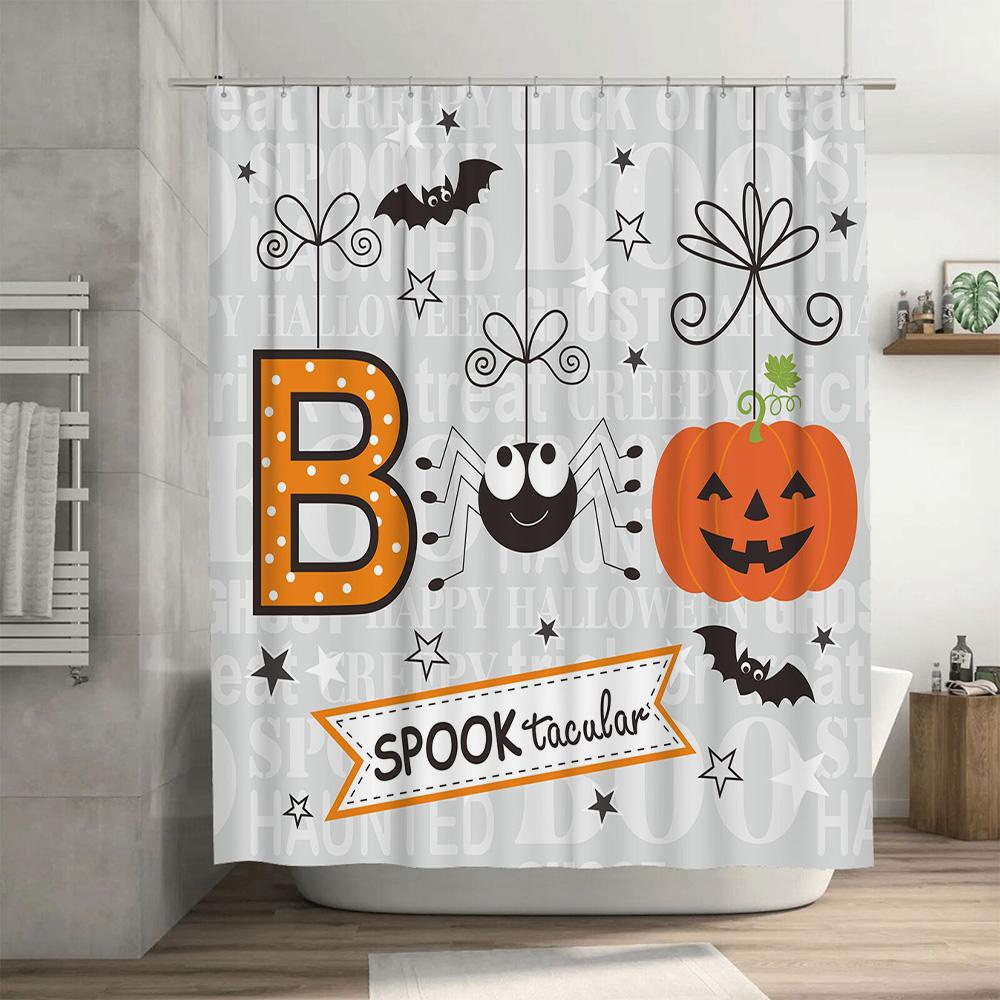 Halloween Decor Shower Curtain Waterproof Fabric Home Decorations Halloween Party Decoration for Bat Pumpkin Spider Seasonal Dec