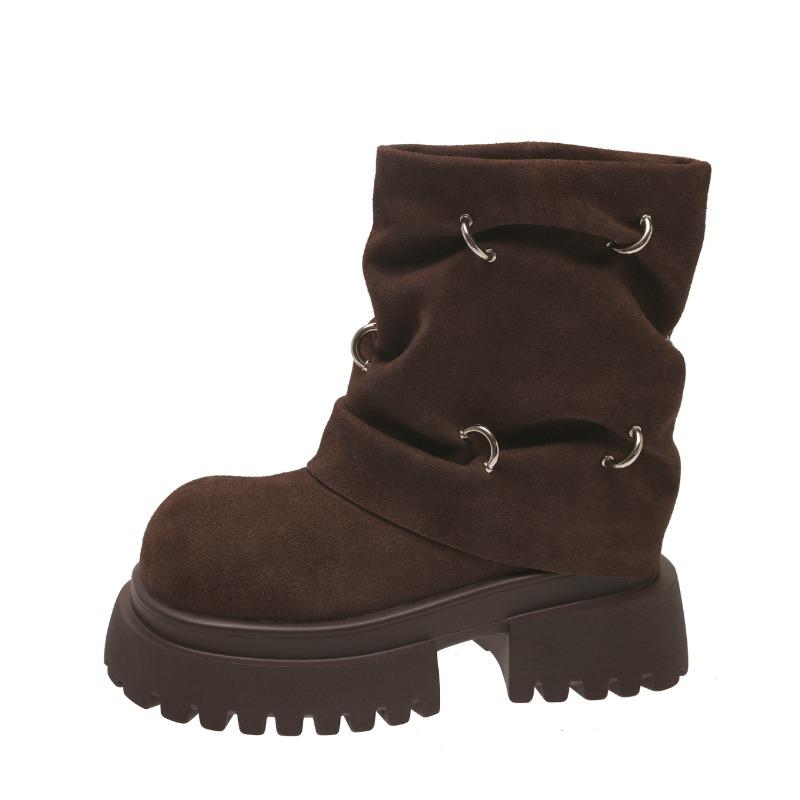 

Женские ботильоны, новые осенне-зимние модные толстые ботинки 2024 года, высококачественная износостойкая круглая женская обувь для отдыха на открытом воздухе 40 кофейный