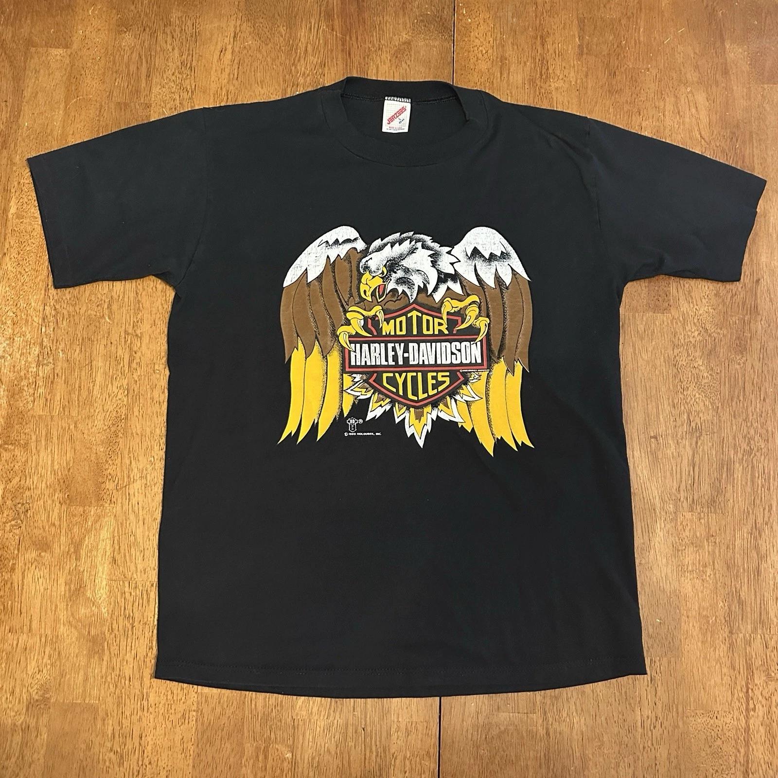 Vintage 1989 Harley Davidson Eagle Graphic T Shirt Fits Medium Black 80s M