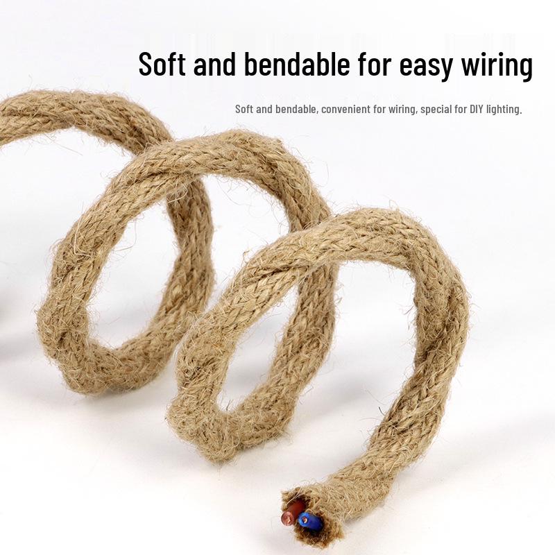 Vintage Multi-Core Hemp Rope Twisted Power Cord - 0.5/0.75 Sq, Wear-Resistant Pendant Light Cable for DIY Weaving