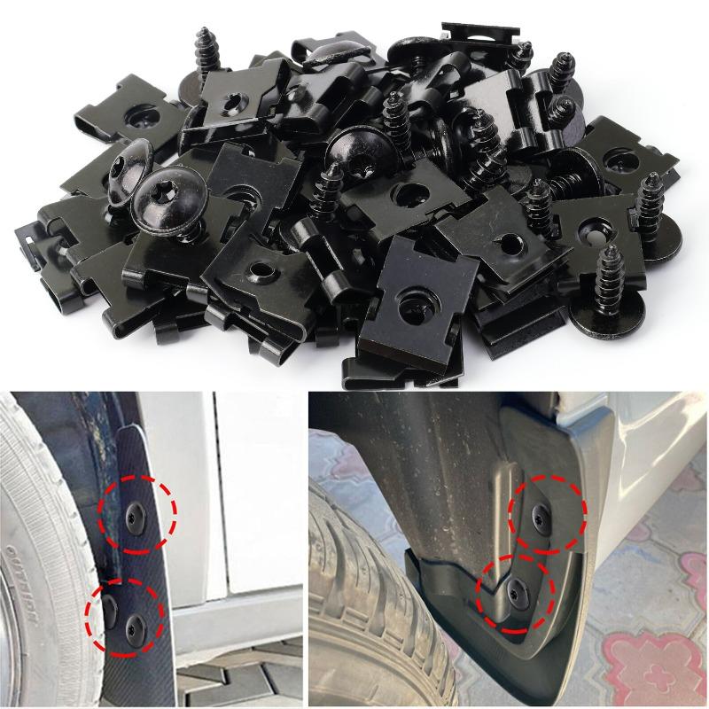 40/20/10PCS Car Motorcycles Metal Screw Tapping Fastener U-Type Clip with Screw Anti-rust Protection Screw Buckle Iron Sheet