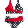 2025 European & American Color Block Polka Dot Crisscross Backless Sexy Split Swimsuit Bikini for Women