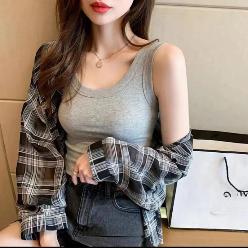 

Літня жіноча жилетка з нитками Літній приталений та худлий топ Модний літній жіночий одяг XXXL сірий