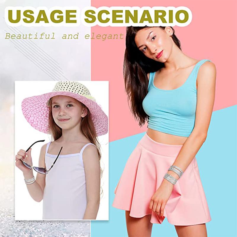 Wedding Elastic Rhinestone Stretch Bracelets,Twinkle Diamond Tennis Bangle,Band Silver Crystal Sparkling Bridal Stackable Bracelet