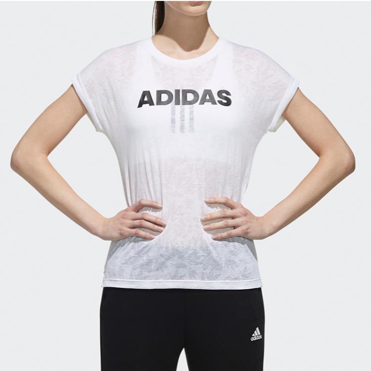Adidas T Shirts Women's White Crew Neck Moderate EK4713