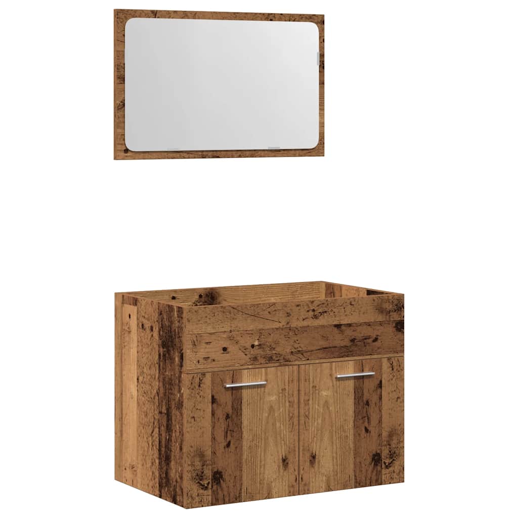 2 Piece Bathroom Furniture Set Rustic Wood Look Engineered Wood