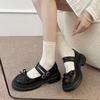 Round head single shoes women's 2025 new autumn and winter word with skirt platform jk French Mary Jane bow small leather shoes