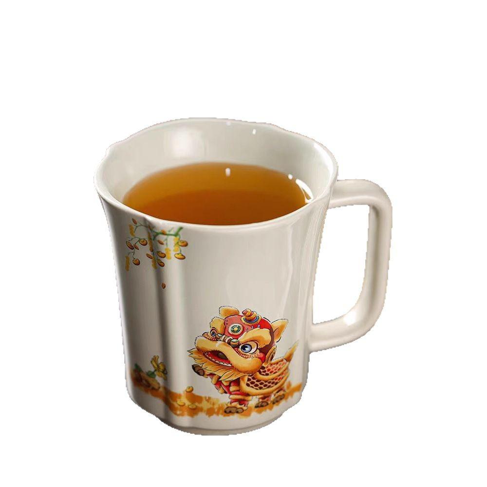Grass And Wood Gray Good Lion Occurrence Teacup Personal Household Ceramic Lion Dance Drinking Cup High-End Office Kung Fu Tea Set